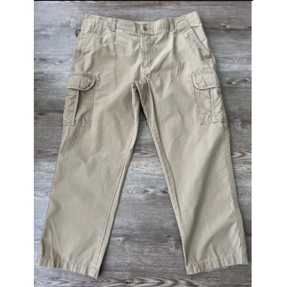 LL Bean Natural Fit Cargo Pants Mens 40x30 Khaki Tan Cotton Ripstop Utility